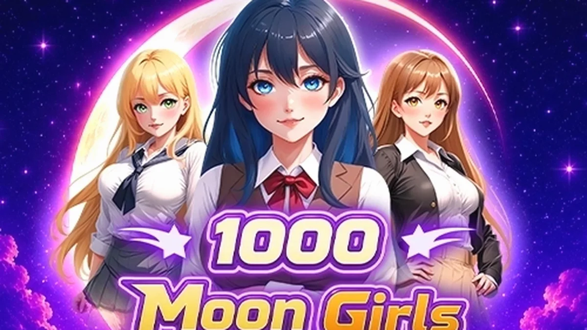 Tampilan visual ceria dari permainan slot 1000 Moon Girls