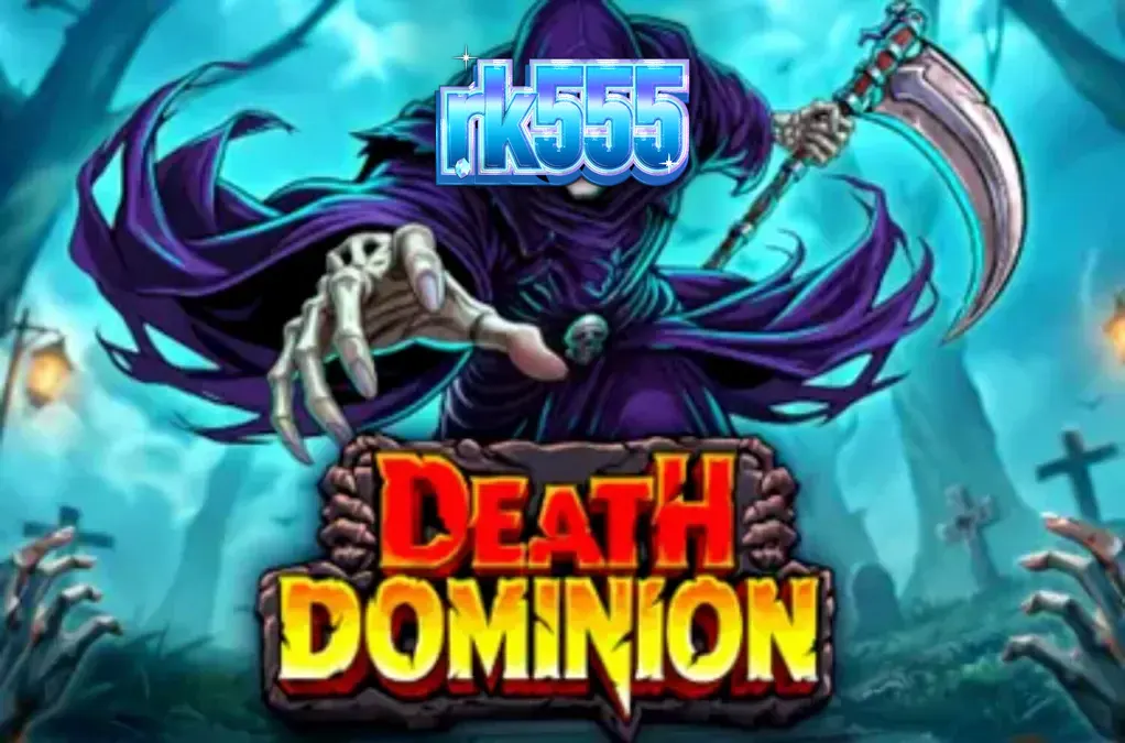 Tampilan visual slot Death Dominion dengan tema horor dan Grim Reaper