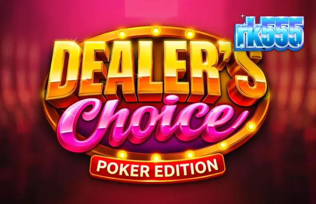 Tampilan layar permainan slot Dealer's Choice: Poker Edition yang menampilkan gulungan, simbol kartu, dan elemen poker.